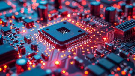 Electronic circuit board close up.の素材