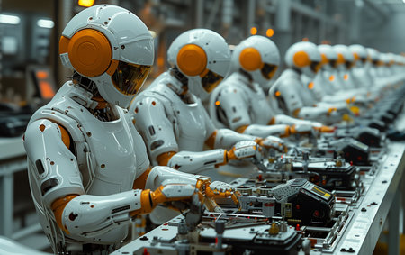 Industrial Robotic arm at manufacturing production line, industryの素材