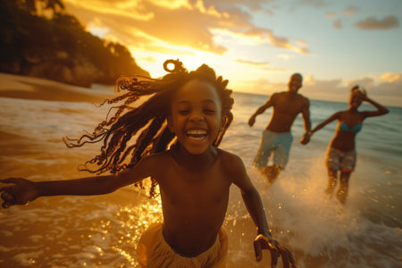 Ill never let go, daddy. Portrait of a daughter and father enjoying a day on the beach.の素材