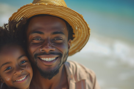 Ill never let go, daddy. Portrait of a daughter and father enjoying a day on the beach.の素材