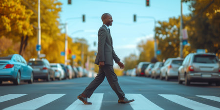 Full length portrait of a confident young businessman walking in the cityの素材