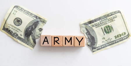 army word written on wood block. MILITARY text on cement table for your desing, concept.