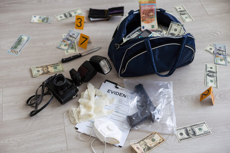 Full Black Duffel Bag of Hundred Dollar Billsの写真素材