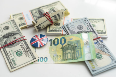 banknotes, American dollar, European currency, euro, various money.