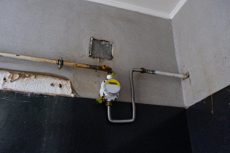 Gas valve on gas pipe at home. Concept natural gas savings in the heating season.
