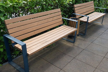 Wooden benches in a park