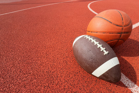Youth Sized Football and Basketballの写真素材
