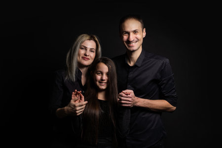 family on a black backgroundの写真素材