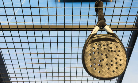 Detail of padel racket handleの写真素材