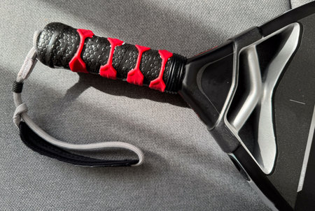 Closeup of a paddle ball racketの写真素材