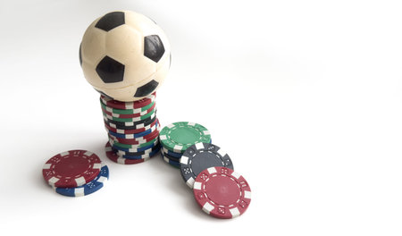 Gambling with dice. Football winning money. 3d render