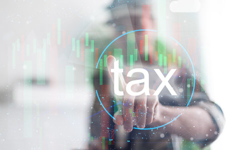 A soldier in a military camouflage touch screen hand scan Online personal income tax icon for tax payment.の写真素材