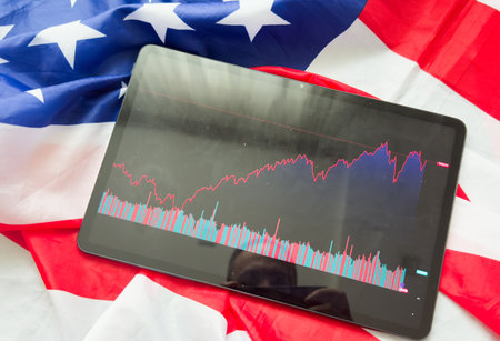 Stock Market Exchange Trading On Tablet Onlineの写真素材