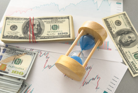 Businessman managing projects and organizing time in critical situations from economic crisis using...