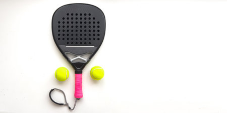 Isolated paddle tennis objects. padel racketの写真素材