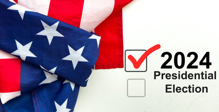 Vote United States Flag. Presidential Election 2024 in USA. Vote day in November. US Election....