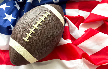 Football against national flag of USAの写真素材