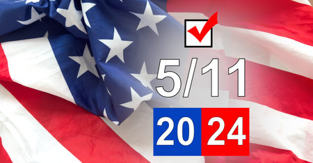 American flag and a red circle on November 5 Presidential Election Day 2024