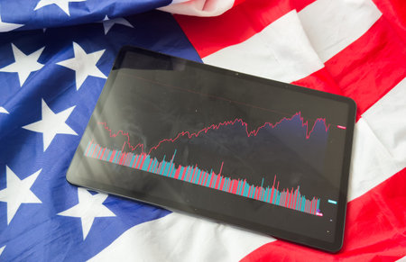 Stock Market Exchange Trading On Tablet Onlineの写真素材