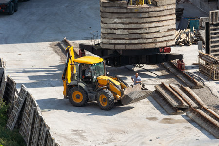 Construction worker at construction siteの写真素材