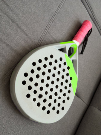 Paddle Tennis Racket, on gray backgroundの写真素材