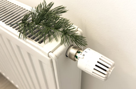 Photo of the battery, temperature regulation for energy saving, creating comfortable conditions, heating system of the house, correct use of heating systems and improvement of energy efficiencyの写真素材