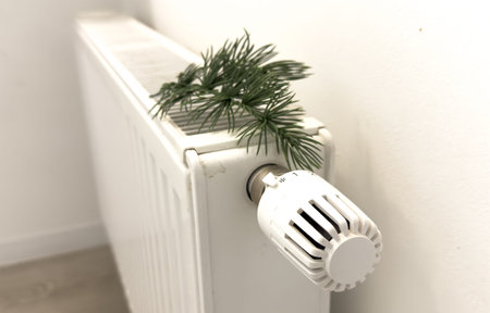 Photo of the battery, temperature regulation for energy saving, creating comfortable conditions, heating system of the house, correct use of heating systems and improvement of energy efficiencyの写真素材