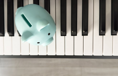 Musical keyboard, musician should save money.の写真素材