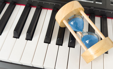 blue Sandglass on Keybord for Piano