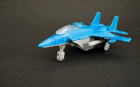 Model plane isolated on the dark backgroundの写真素材
