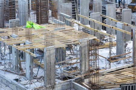 Construction workers at the construction siteの写真素材