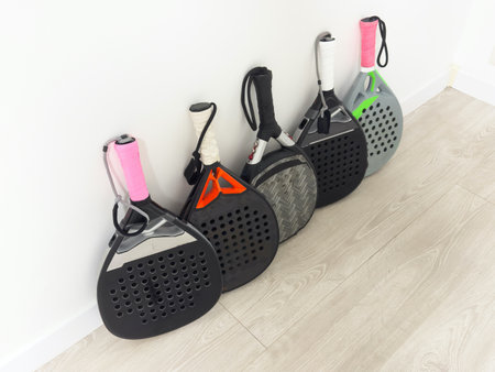 five rackets for padel tennisの写真素材