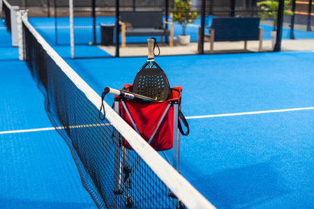 paddle rackets on the playing courtの写真素材