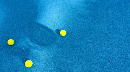 Blue padel tennis court, image with drone. Top viewの写真素材