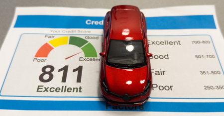 Credit score report with penの写真素材