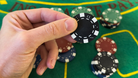 Casino chips and dice view.