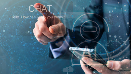 Technology and people concept man use AI to help work, AI Learning and Artificial Intelligence...