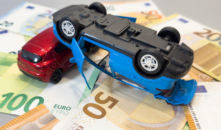 Accident two cars on a backgroundの写真素材