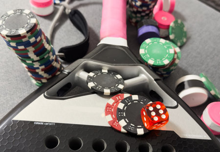 casino and padel tennis, poker table, chips
