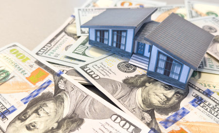 Money house dollar bill real estate isolated on white business finance wealth investment currency...
