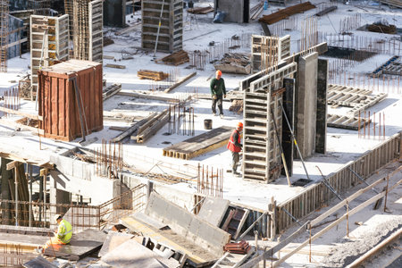 Construction Crane at Building Site - Concept of Modern Constructionの写真素材