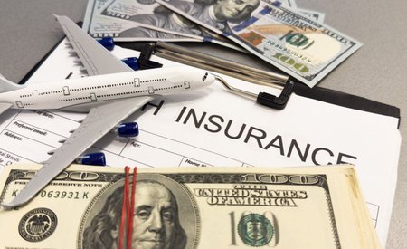 medical billing document and dollar banknote, medical treatment expense concept.