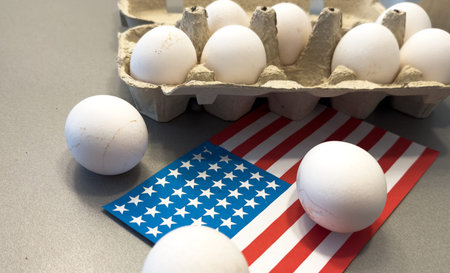 USA Egg Product with American Flag on Brown Paper