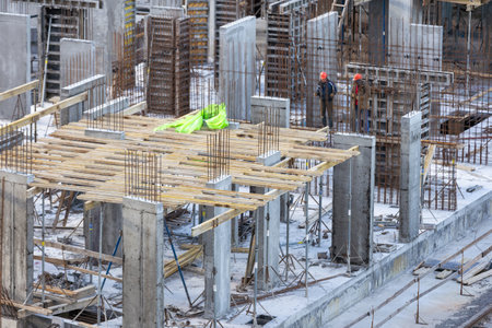 Construction Crane at Building Site - Concept of Modern Constructionの写真素材