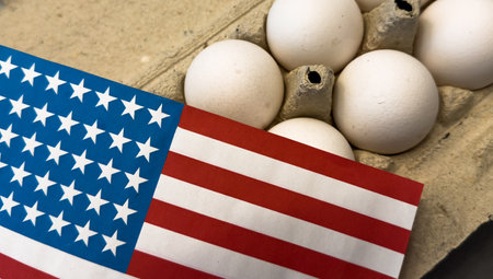 American business, us flag and eggsの写真素材
