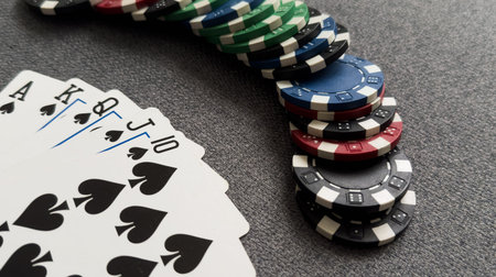 Poker cards with combination. The winning combination in a game. The concept of luck in the poker...