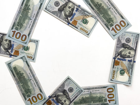 money 100 usd banknotes, Pile of United States of America 100 dollar bills, Finance, banking, cash, savings, fiat money concept,100 dollar bill currency,の写真素材