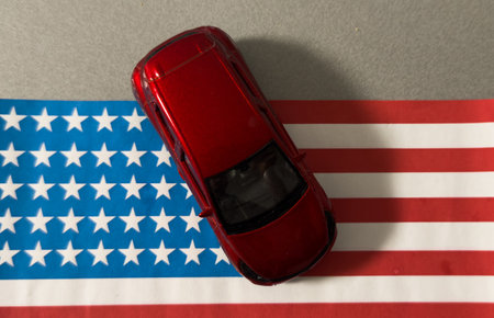 choice of the car. auto of the usa flagの写真素材
