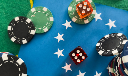 Casino chips. Photo of attributes gamblingの写真素材