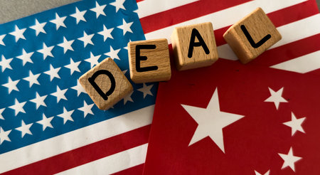 Letter block in word on flags background
